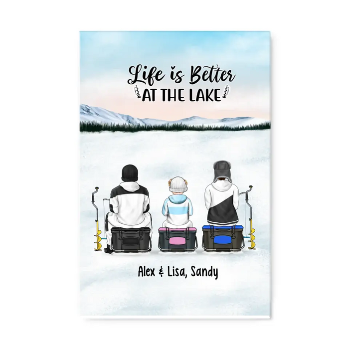 Life Is Better at the Lake - Personalized Gifts Custom Ice Fishing Canvas for Family, Ice Fishing Lovers