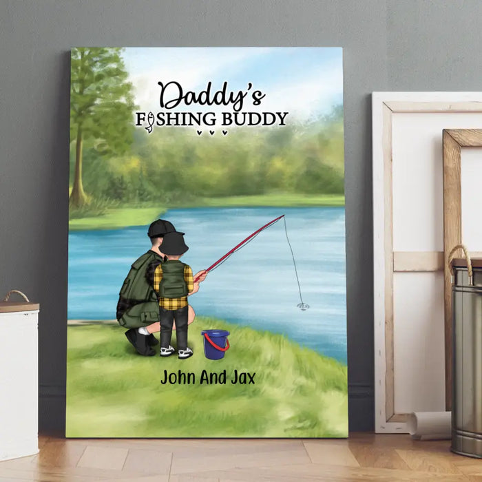 Daddy's Fishing Buddy - Father's Day Personalized Gifts Custom Go Fishing Canvas for Dad, Go Fishing Lovers