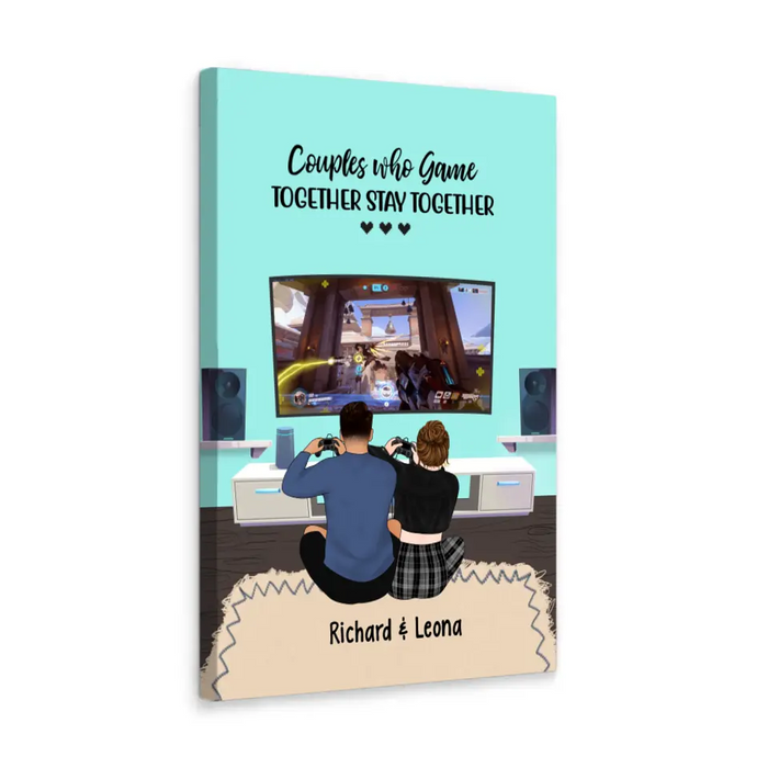 Couple Who Game Together Stay Together - Personalized Gifts for Custom Gaming Canvas for Couples, Gaming Lovers