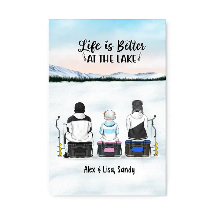 Life Is Better at the Lake - Personalized Gifts Custom Ice Fishing Canvas for Family, Ice Fishing Lovers