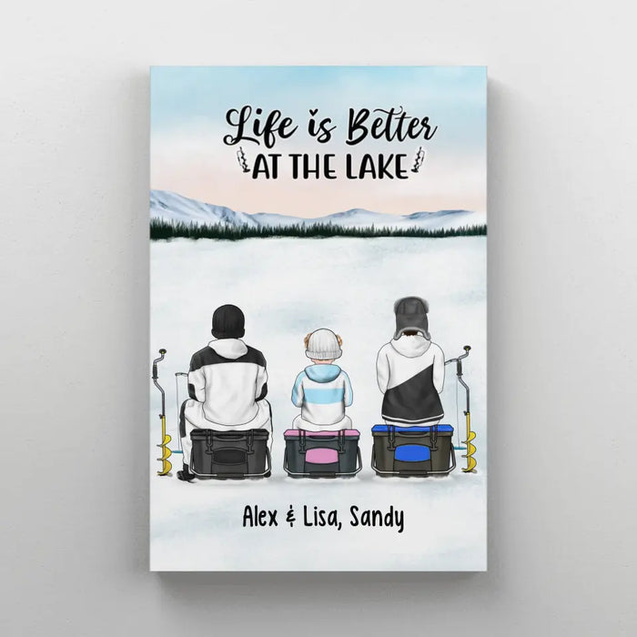 Life Is Better at the Lake - Personalized Gifts Custom Ice Fishing Canvas for Family, Ice Fishing Lovers