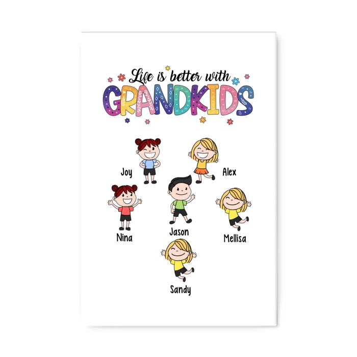 Life Is Better with Grandkids - Personalized Gifts Custom Canvas for Grandma, Nana