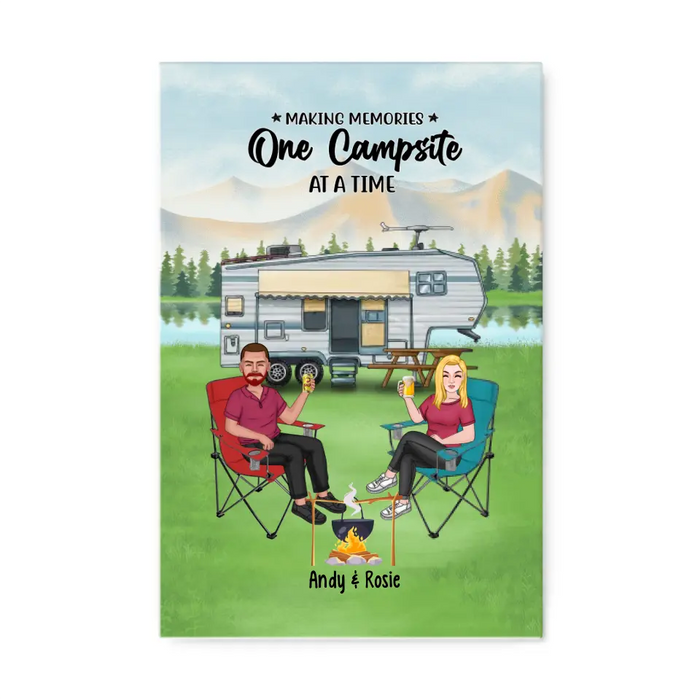 Making Memories One Campsite at a Time - Personalized Gifts Custom Camping Canvas for Couples, Camping Lovers