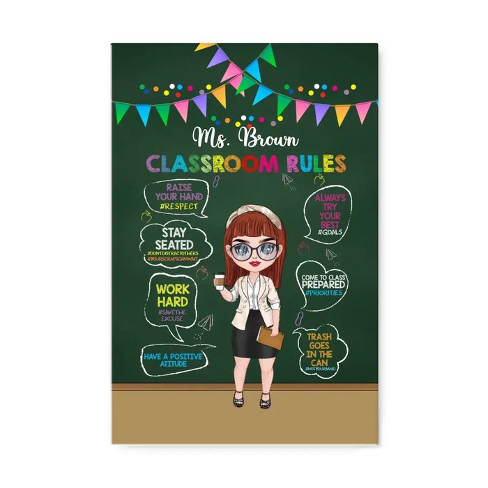 Teacher Classroom Rules - Personalized Gifts Custom Teacher Canvas For Her, Back To School Gifts