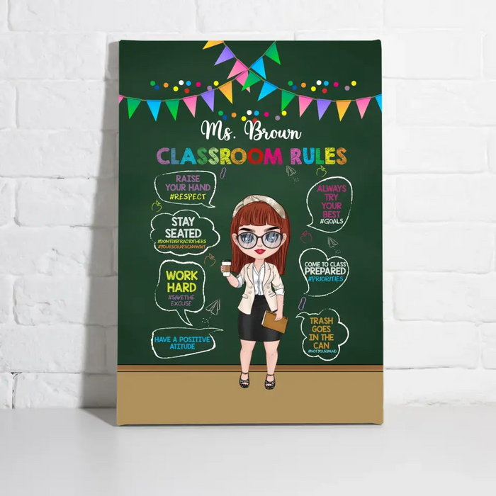 Teacher Classroom Rules - Personalized Gifts Custom Teacher Canvas For Her, Back To School Gifts