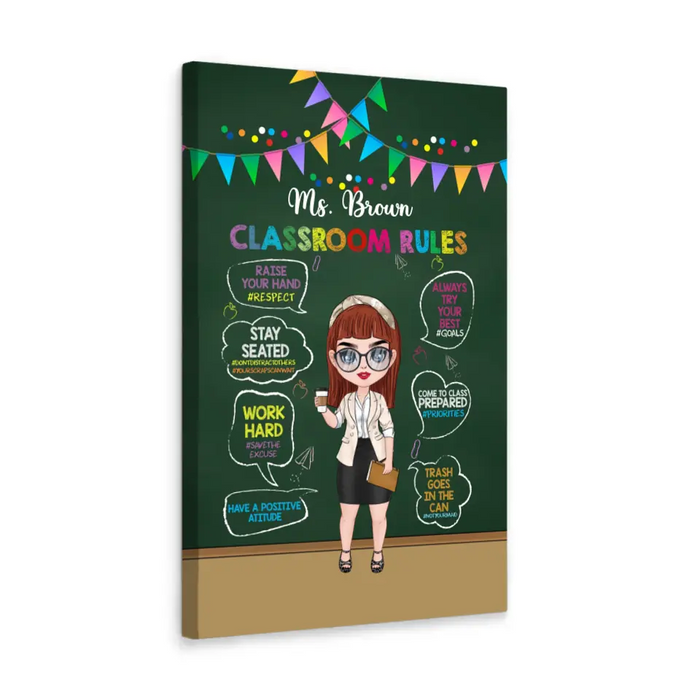 Teacher Classroom Rules - Personalized Gifts Custom Teacher Canvas For Her, Back To School Gifts