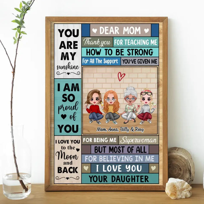 Dear Mom Thank You For Teaching Me How To Be Strong - Personalized Gifts Custom Mother an Daughters Poster For Mom, Mother's Gift
