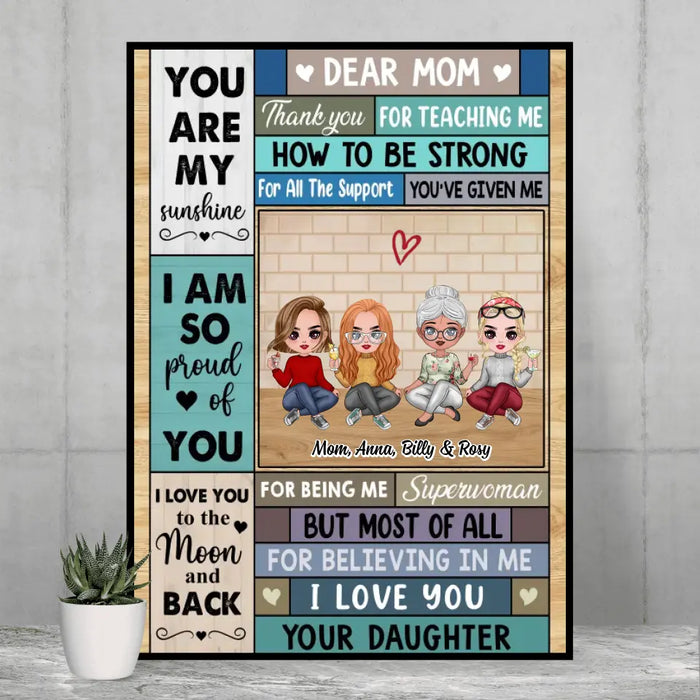 Dear Mom Thank You For Teaching Me How To Be Strong - Personalized Gifts Custom Mother an Daughters Poster For Mom, Mother's Gift