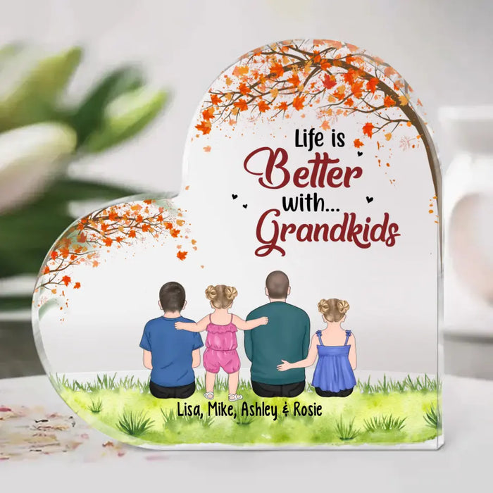 Life Is Better With Grandkids - Personalized Acrylic Plaque, Custom Grandpa and Grandkids Portrait, Gift for Grandpa