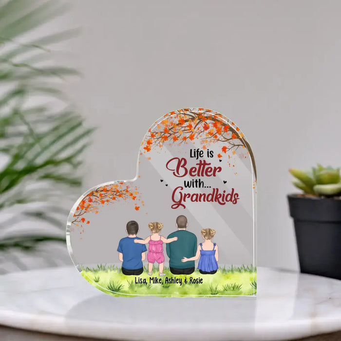 Life Is Better With Grandkids - Personalized Acrylic Plaque, Custom Grandpa and Grandkids Portrait, Gift for Grandpa