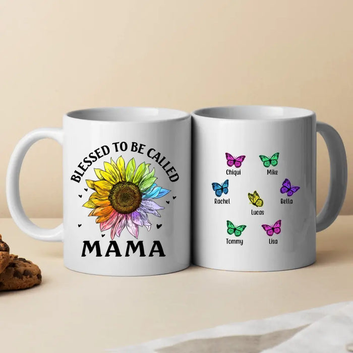 Blessed To Be Called Mama - Personalized Gifts Custom Butterfly Mug For Mom, Mother's Gift