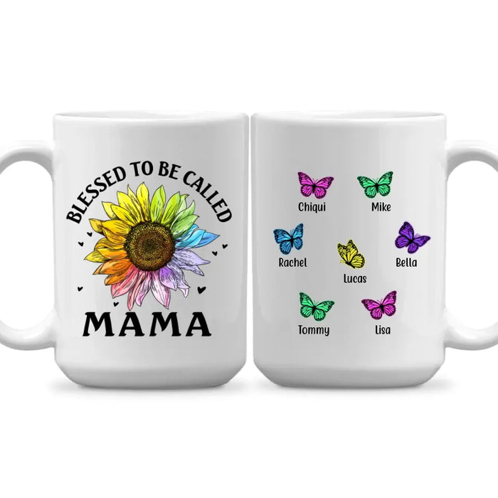 Blessed To Be Called Mama - Personalized Gifts Custom Butterfly Mug For Mom, Mother's Gift