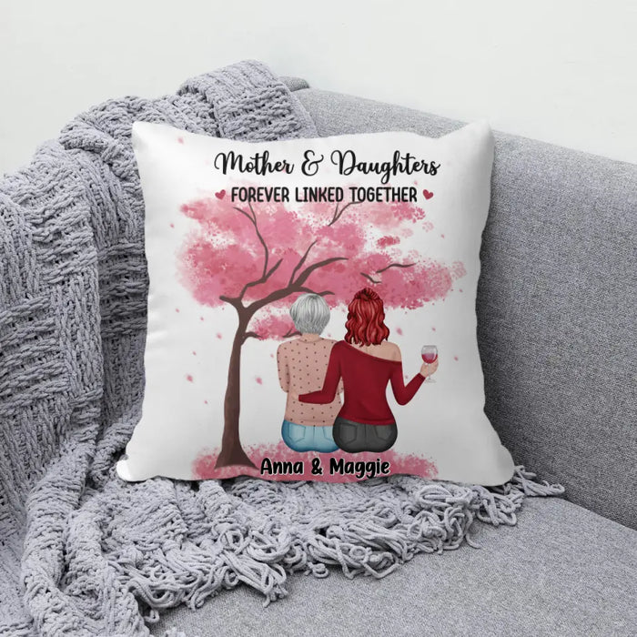 Mother Daughter Forever Linked Together - Personalized Gifts Custom Pillow for Mom