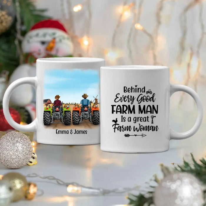 Personalized Mug, Tractor Couple/Friends Racing, Custom Gift For Farmers