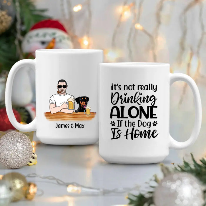 Personalized Mug, Beer Man And Dogs, Custom Gift For Father's Day And Dog Lovers