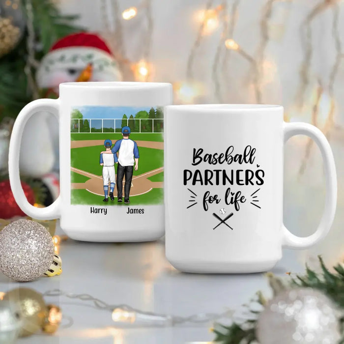 Personalized Mug, Baseball Partners for Life, Custom Gift for Father's Day and Baseball Lover