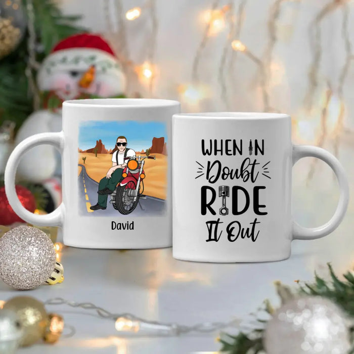 Personalized Mug, Old Man Biker Sitting Custom Gift For Motorcycle Lovers