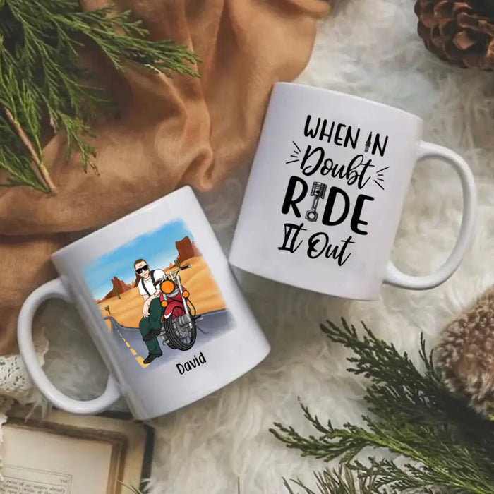 Personalized Mug, Old Man Biker Sitting Custom Gift For Motorcycle Lovers