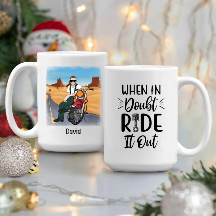 Personalized Mug, Old Man Biker Sitting Custom Gift For Motorcycle Lovers