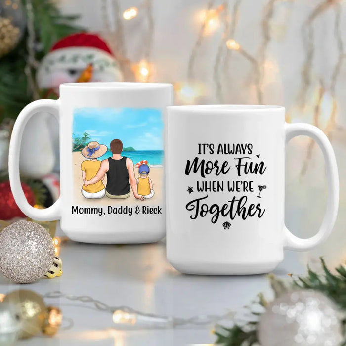 Personalized Mug, Family On The Beach Parent And Kids, Custom Gift For Summer And Family Lovers
