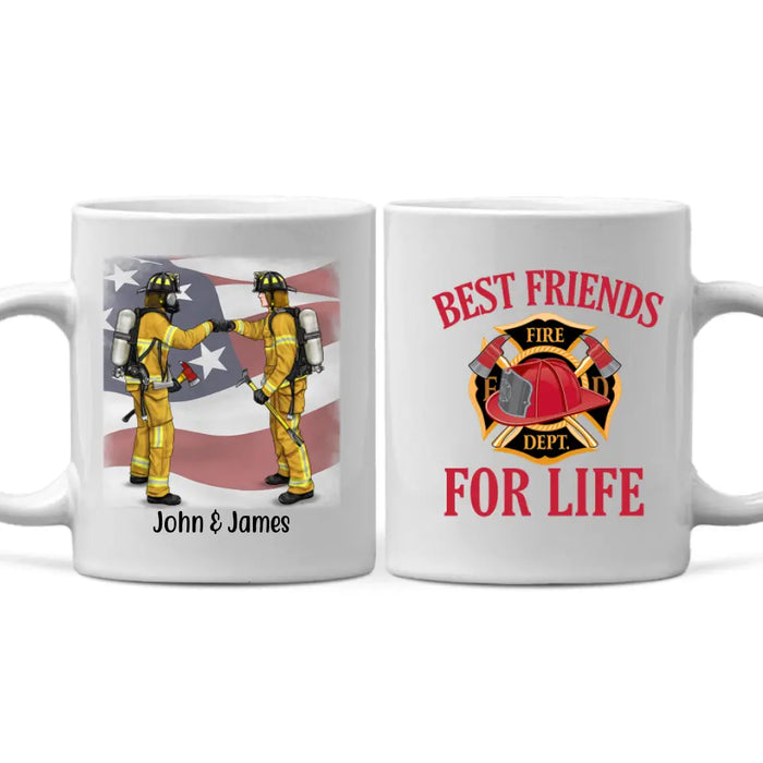 Personalized Mug, Firefighter Partners For Couple, Friends And Family, Custom Gift For Firefighters