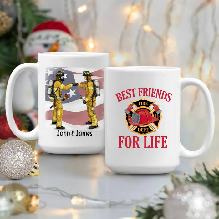 Personalized Mug, Firefighter Partners For Couple, Friends And Family, Custom Gift For Firefighters