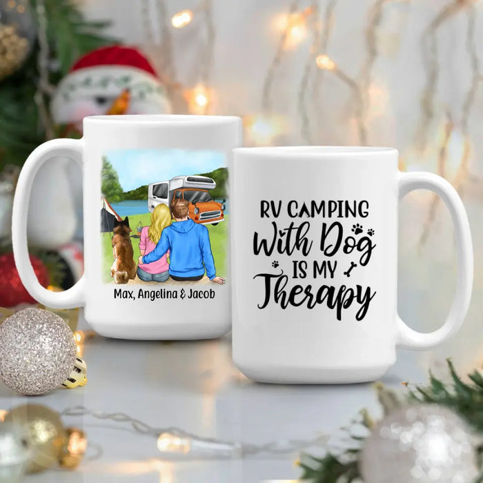 Personalized Mug, RV Camping Couple & Dogs, Gifts for Camping and Dogs Lovers