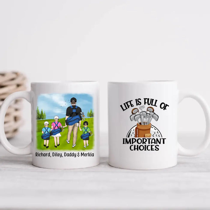 Personalized Mug, Golfing Family Parent And Kids, Custom Gift For Family And Golf Lover