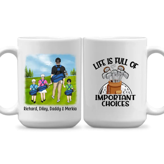 Personalized Mug, Golfing Family Parent And Kids, Custom Gift For Family And Golf Lover