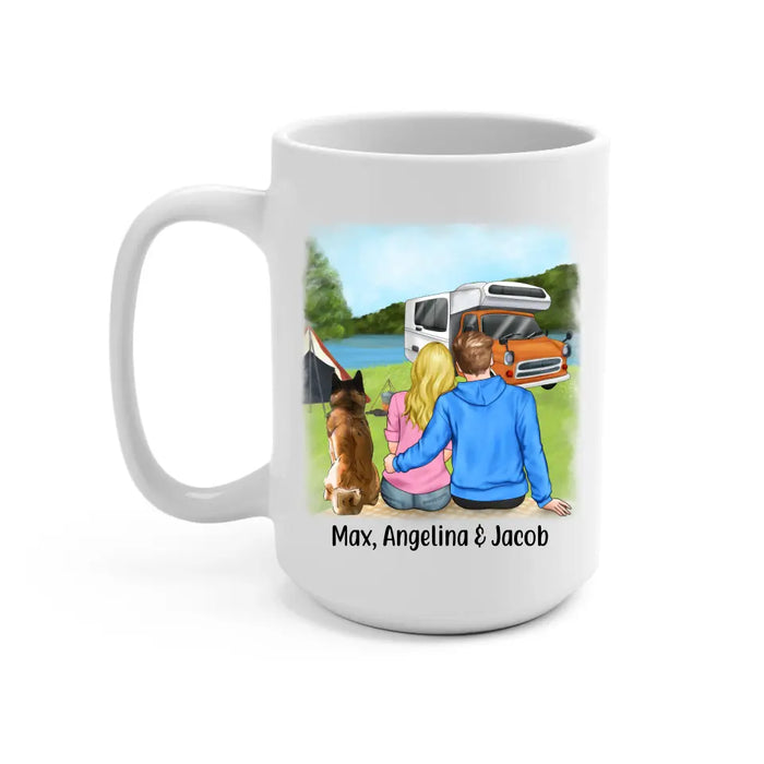 Personalized Mug, RV Camping Couple & Dogs, Gifts for Camping and Dogs Lovers