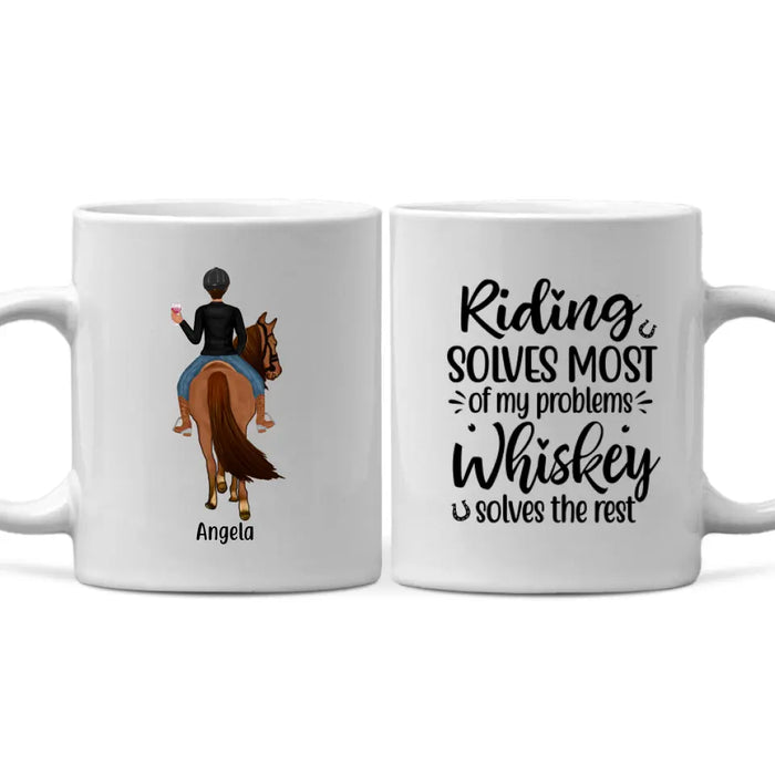 Personalized Mug, Girl Riding Horse and Drinking, Gift for Horse Lovers & Friends