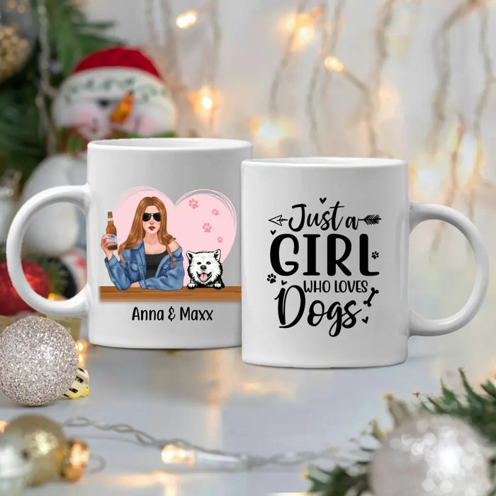 Personalized Mug, A Girl With Her Dogs, Gift For Dog Lovers