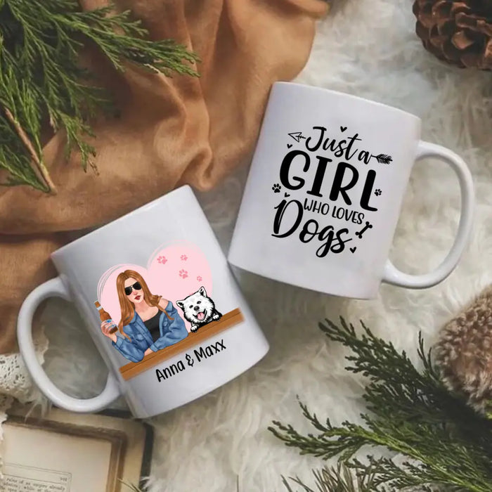 Personalized Mug, A Girl With Her Dogs, Gift For Dog Lovers