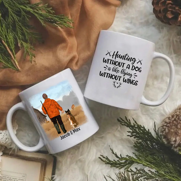 Personalized Mug, Man Hunting With Dogs, Gift for Hunters & Dog Lovers
