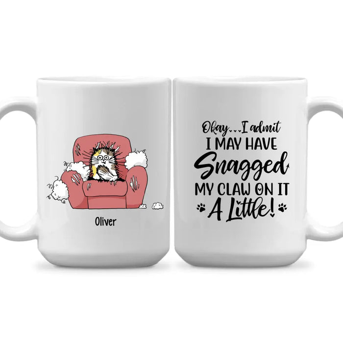 Personalized Mug, Cats Scratch Sofa, Up to 5 Cats, Gift for Cat Lovers