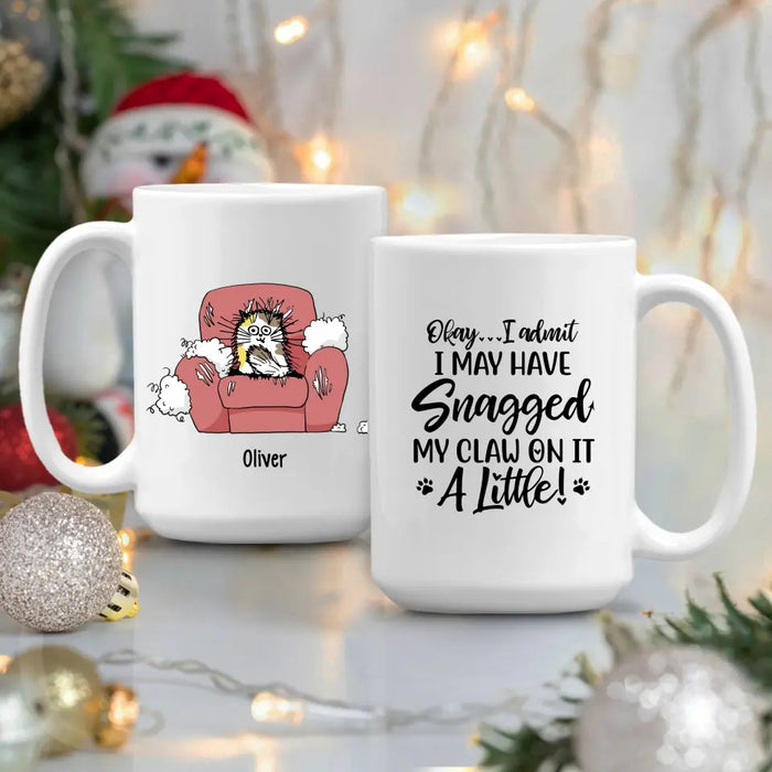 Personalized Mug, Cats Scratch Sofa, Up to 5 Cats, Gift for Cat Lovers