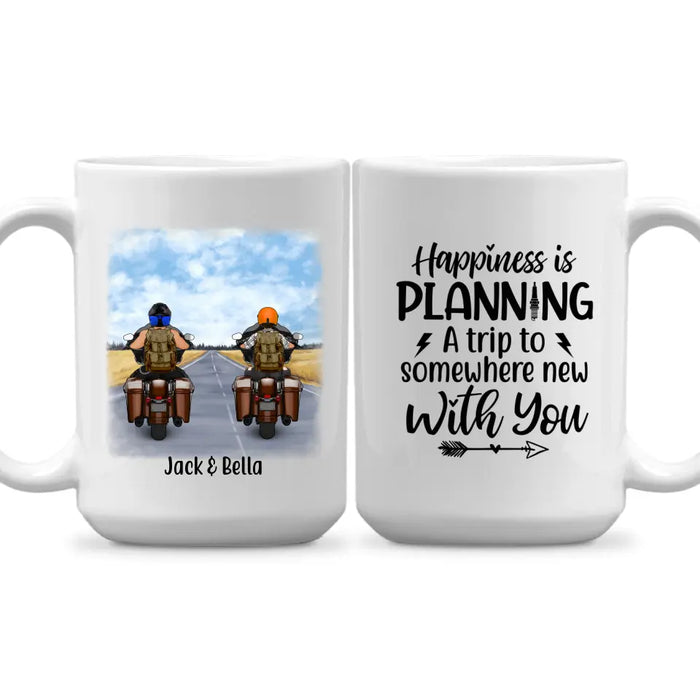 Personalized Mug, Travelling By Motorcycle Partners, Motorcycle Touring, Gift for Motorcycle and Travelling Lovers