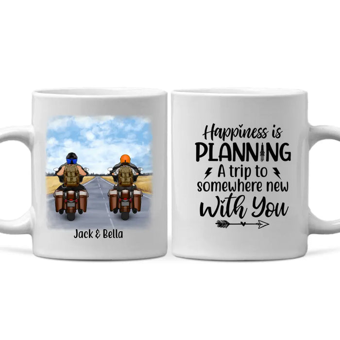 Personalized Mug, Travelling By Motorcycle Partners, Motorcycle Touring, Gift for Motorcycle and Travelling Lovers