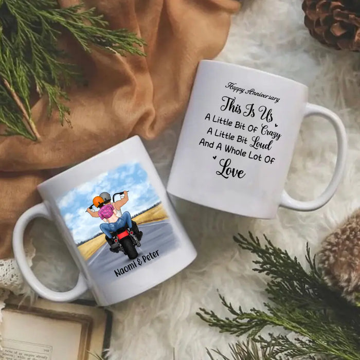 Personalized Mug, Anniversary Gift for Motorcycle Couples, Wedding Anniversary