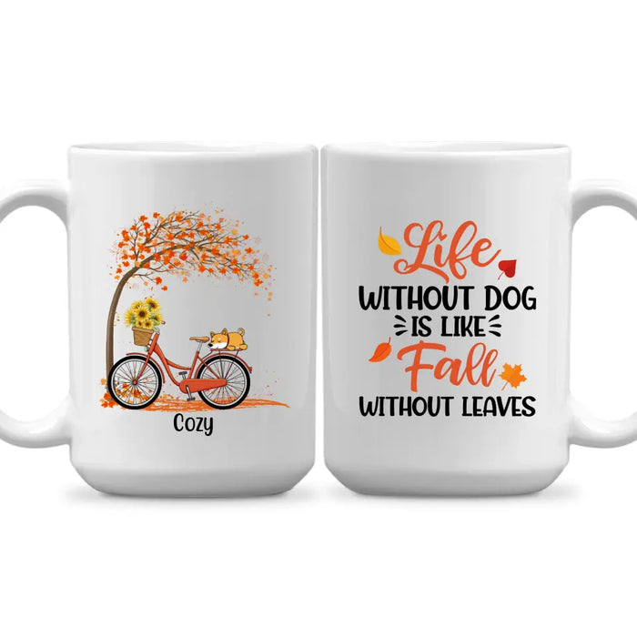 Personalized Mug, Dog Sleeping on Bicycle, Gift for Fall Lover, Dog lover. Autumn Gift