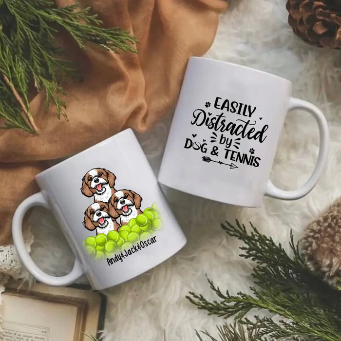 Personalized Mug, Easily Distracted By Dog & Tennis, Gifts For Dog Lovers