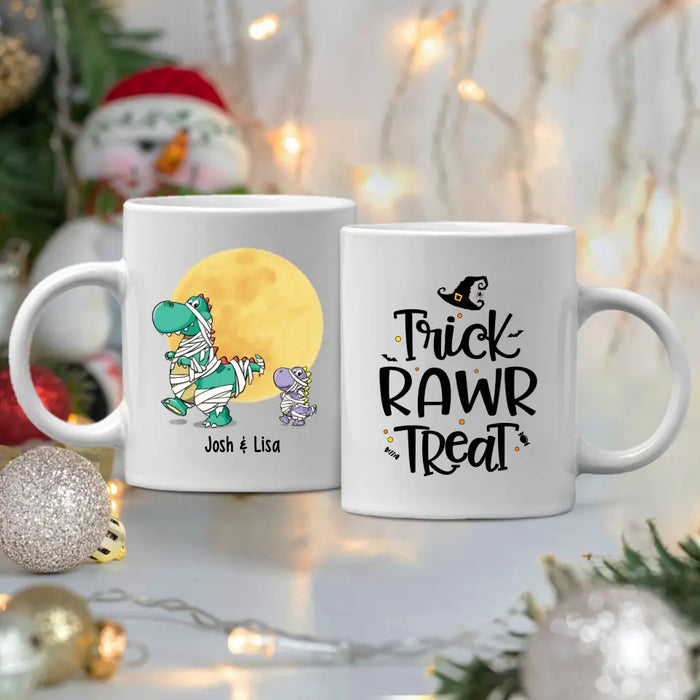 Personalized Mug, Trick Rawr Treat, Dinosaur Lovers, Gifts For Halloween Family