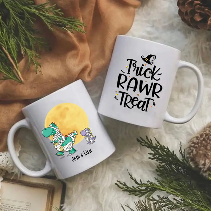 Personalized Mug, Trick Rawr Treat, Dinosaur Lovers, Gifts For Halloween Family