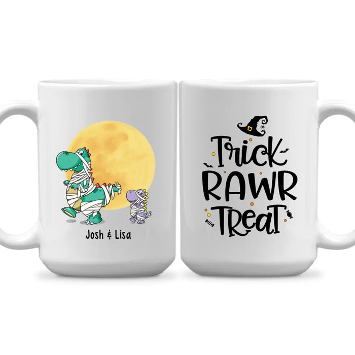 Personalized Mug, Trick Rawr Treat, Dinosaur Lovers, Gifts For Halloween Family