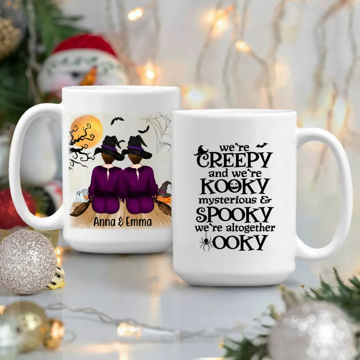 Personalized Mug, Up To 5 Girls, Witches Gotta Stick Together - Halloween Gift, Gift For Sisters, Best Friends