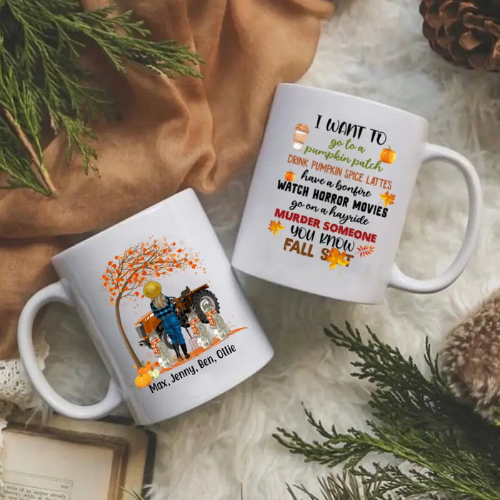 Personalized Mug, Just A Girl Who Loves Fall, I Want To Go To A Pumpkin Patch, Farm Girl With Pets, Gift For Dog Lovers, Cat Lovers