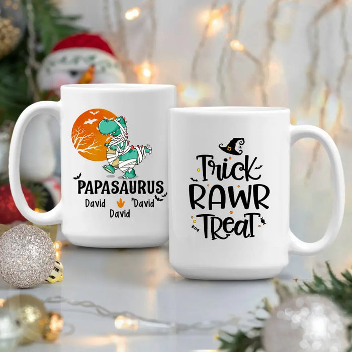 Personalized Mug, Papasaurus, Halloween Father, Gifts For Halloween Family, Gifts For Father