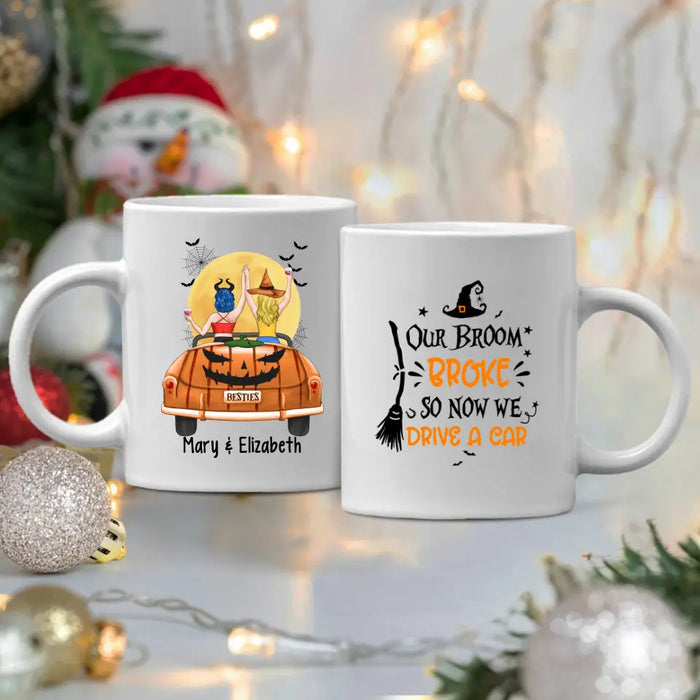 Personalized Mug, Besties In Car - Halloween Gift, Gift For Sisters, Best Friends