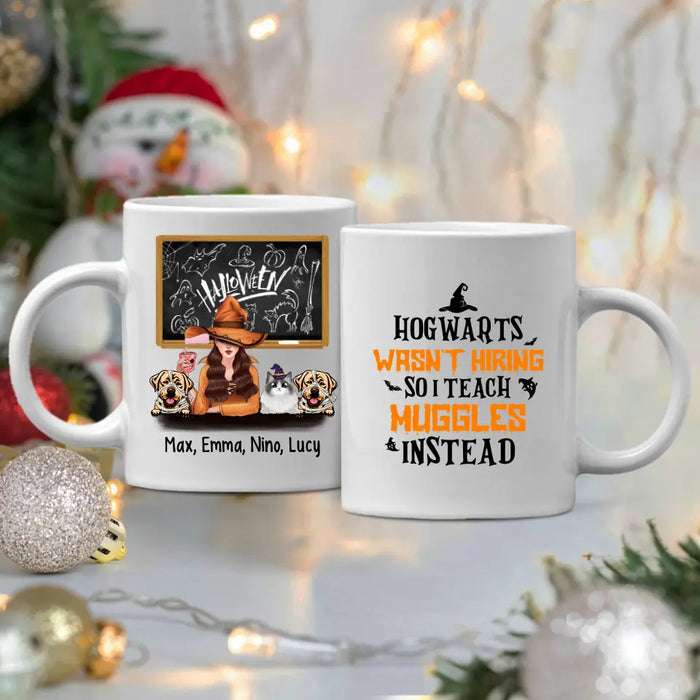 Personalized Mug, You Can't Scare Me I'm A Teacher - Halloween Gift, Gift For Teachers And Dog Lovers, Cat Lovers