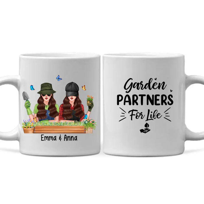 Personalized Mug, Up To 4 Girls, Garden Partners For Life, Gift For Gardeners, Sisters And Best Friends